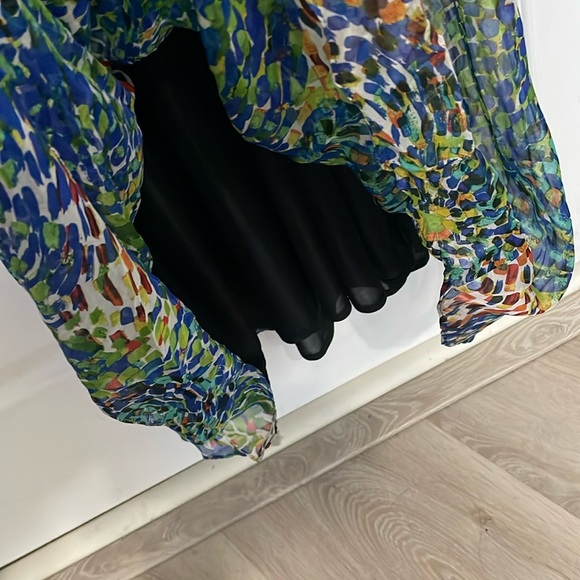 ZARA women’s Multicolor patterned Sleeveless silk Maxi Dress - Picture 5 of 7